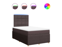 Maison Exclusive - Cama Box Spring Con Colchón Tela Marrón Oscuro 120x190 Cm