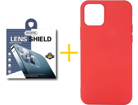 Carcasa + 1 Protector de Cámara para iPhone 12 Pro Max ACCETEL Rojo