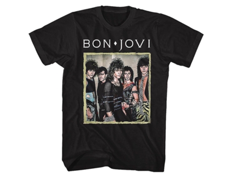 Camiseta ROCKINSTONE con marco retro de Bon Jovi (XXL)
