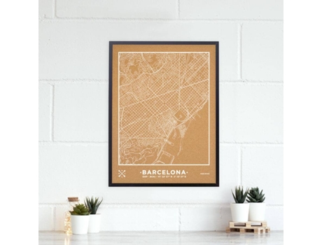 Mapa de Corcho MISSWOOD Woody Map Natural Barcelona