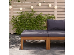 Reposapiés Con Cojín Gris Oscuro Madera Maciza De Acacia