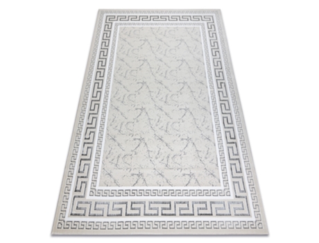 Alfombra Gloss Moderno 2813 57 Elegante, Marco, Griego Marfil / Gris (80 x 150 cm)