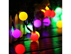 Guirnalda de luces solares para exteriores, 50 LED, 7 m, resistente al agua IP65, 8 modos de iluminación, decorativa para interiores y exteriores.