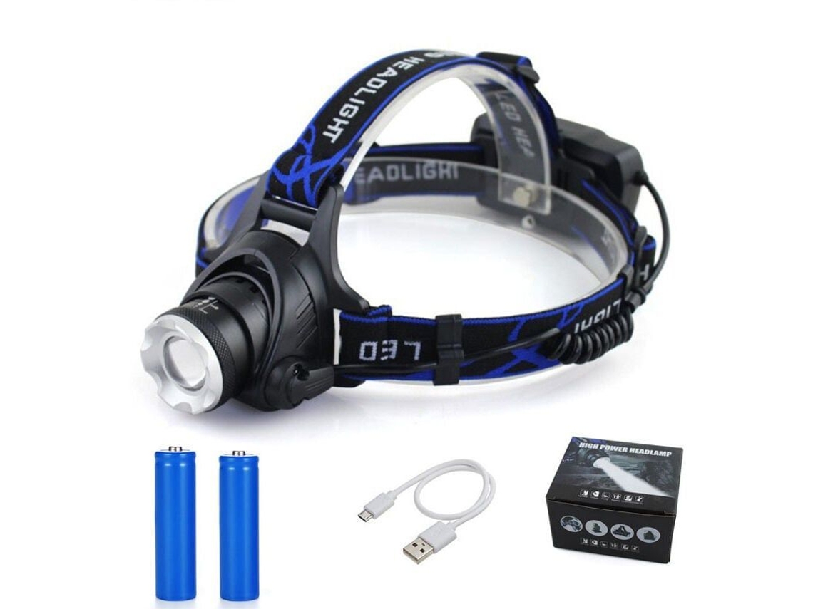 2026altiro-linterna Frontal Led Recargable Con 3 Modos, 2 Baterías 18650, Indicador, Para Camping/pesca.
