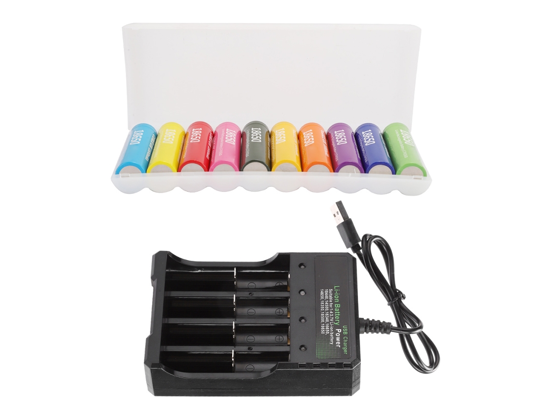 Baterías 18650 de 1500 mAh con cargador de 4 ranuras