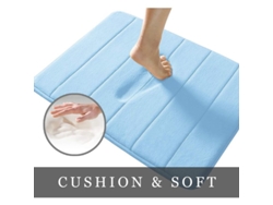 2026-tapete De Baño De Espuma De Memoria 15.5"x23" Coral Fleece Antideslizante Absorbente Suave Lavable Máquina Azul