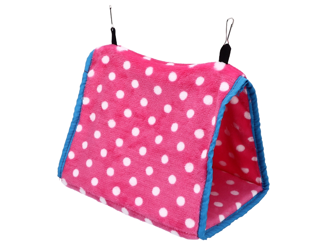 Cama Redonda Plegable De Franela Suave Con Ganchos Para Loros, Hámsteres Y Ardillas - Rosa