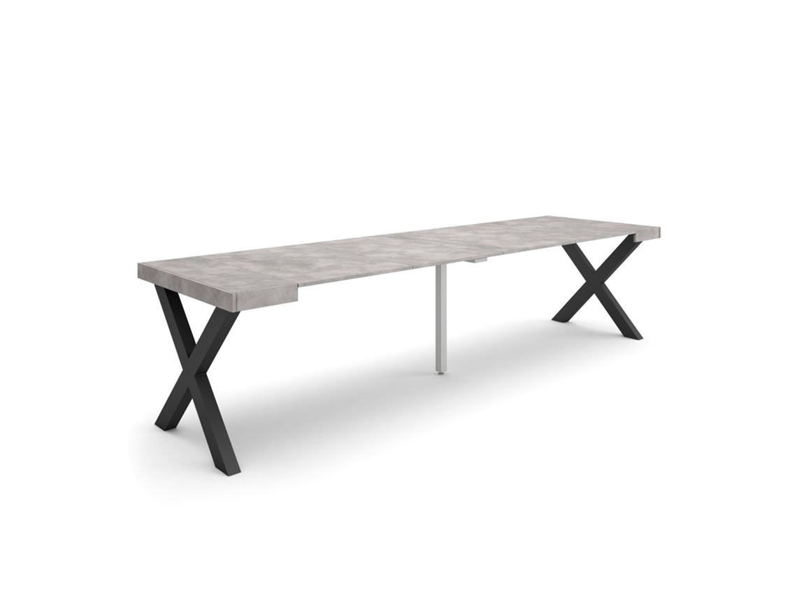 Mesa Consola extensible 300 Para 14 comensales Patas madera maciza Cemento