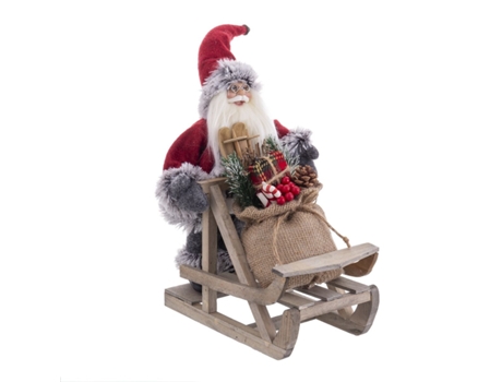 Adorno Navideño Multicolor Madera Plástico Poliresina Tejido Trineo 30 cm