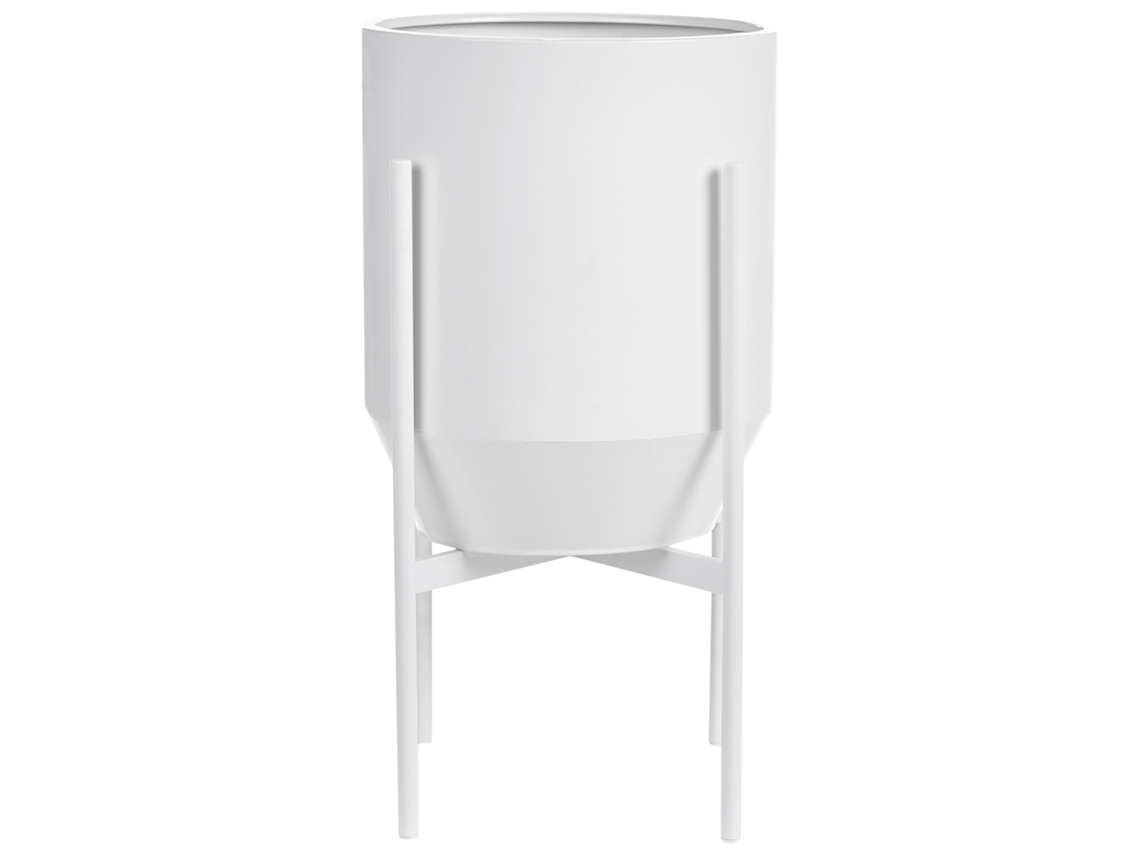 Maceta alta para plantas Beliani Hybridum en hierro blanco 33x33x62