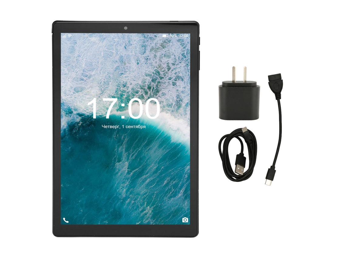 Tablet de 10 pulgadas con 128 GB ampliables, Octa Core, 3G, Wi-Fi y Android 11 Negro Dorado Claro