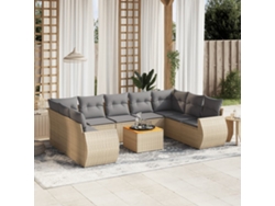 Conjunto de 10 sofás de jardín con cojines de mimbre beige de DKD Home Decor