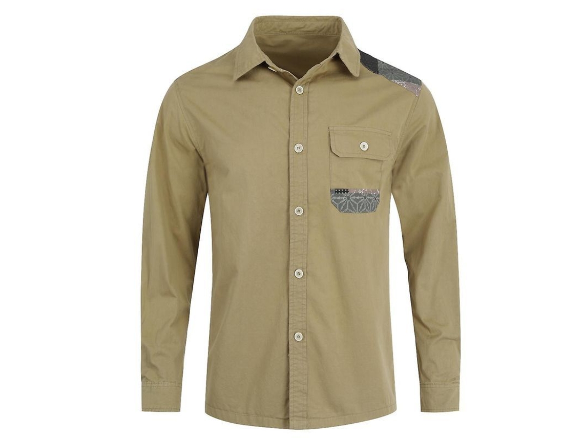 2026-camisa Casual Hombre Con Solapa Y Diseño De Empalme Mystdiy