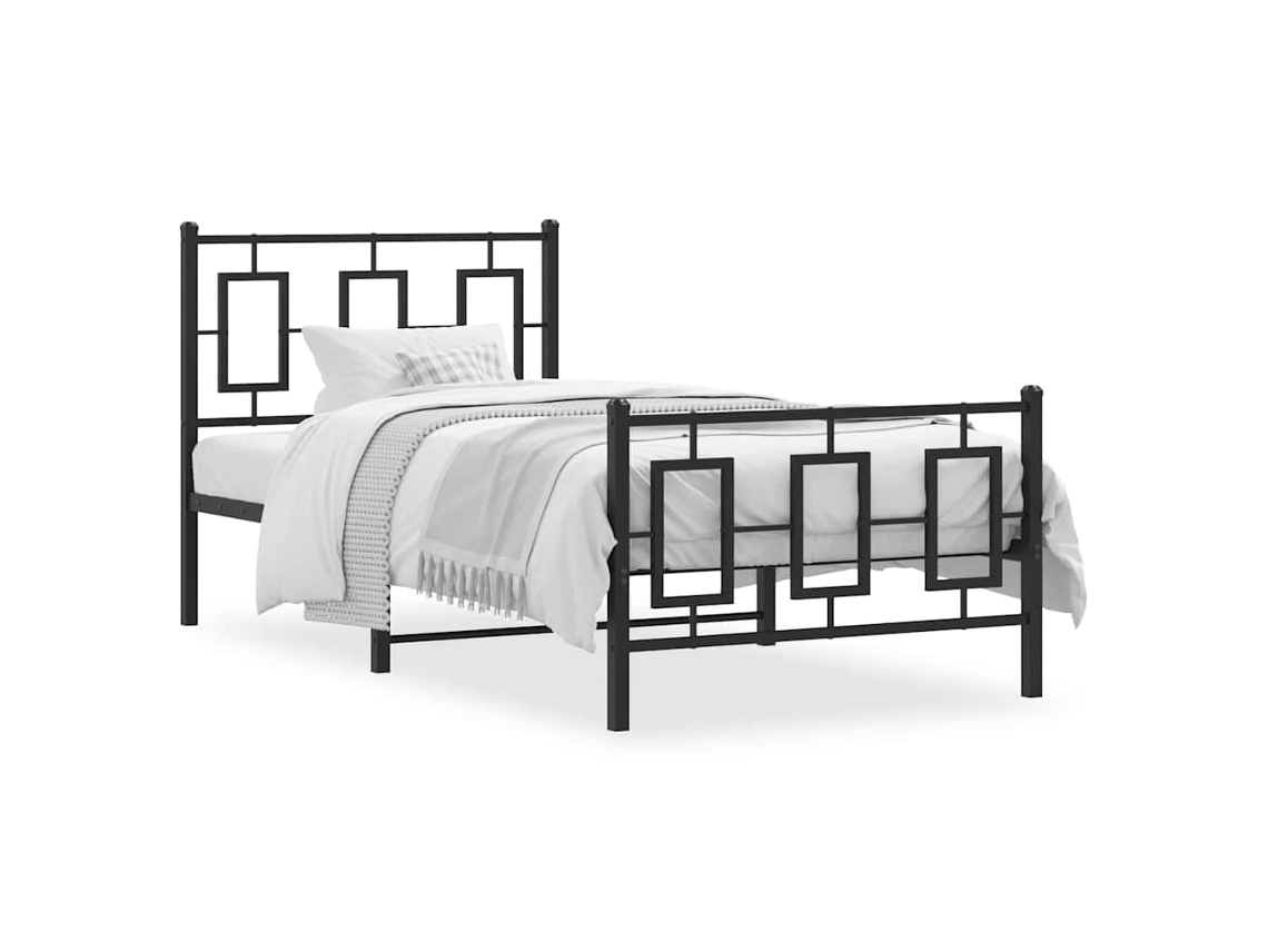 Maison Exclusive - Estructura Cama Sin Colchón Con Estribo Metal Negro 90x200 Cm