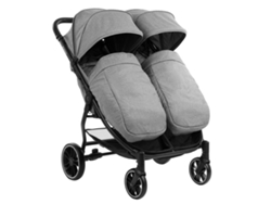 Cochecito gemelar Kikkaboo Happy 2 Twin (hasta 30 kg), gris claro