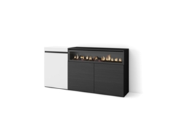 Aparadores para salón 150x75x35cm 3 Puertas Chimenea eléctrica Blanco y negro