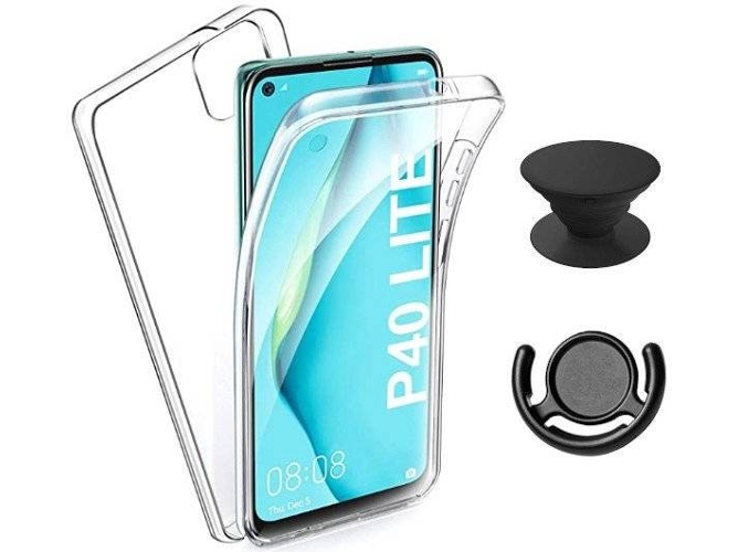 Kit Funda 360°, 1 PopSocket y 1 Suporte PopSocket Huawei P40 Lite Protection Transparente