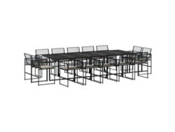 Conjunto 15 comedor de jardín con cojines VIDAXL ratán sintético negro