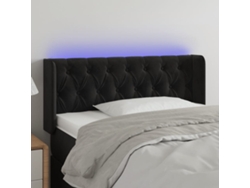 Cabecero de cama | Panel de cama con luces LED Terciopelo 93x16x78/88 cm Negro