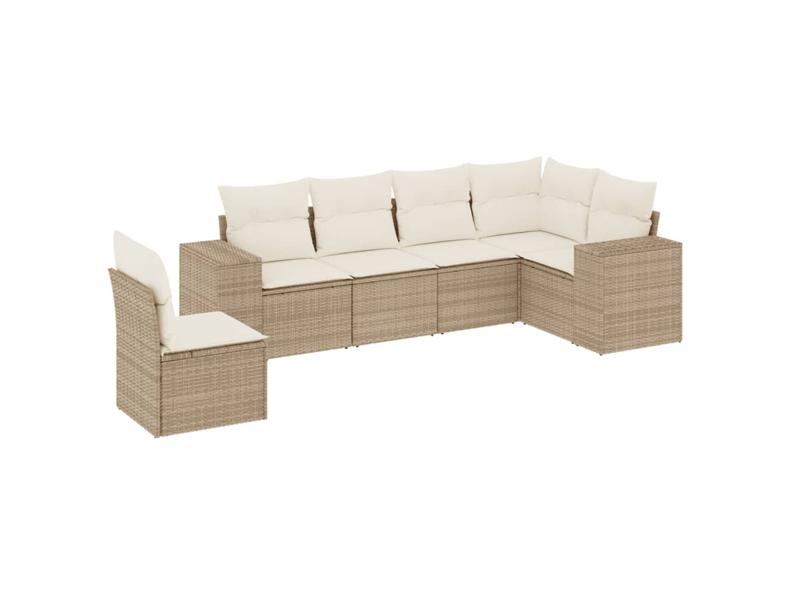 Conjunto 6 de sofás jardín con cojines VIDAXL ratán sintético beige