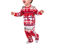 Rebe - Conjunto de pijama de Natal para a família, com mangas compridas, vermelho, tamanho bebê 18-24 meses, coordenado para pais e filhos.