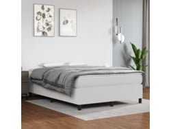 Cama Box Spring Con Colchón Cuero Sintético Blanco 140x190 Cm