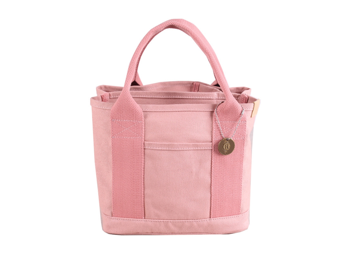 Bolsa De Almuerzo/nevera Portátil De Lona De Gran Capacidad Para El Trabajo Y El Deporte - Rosa