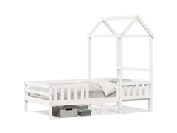 Estructura De Cama Con Techo 80x200 cm Pino Macizo Blanco Dkd Home Decor