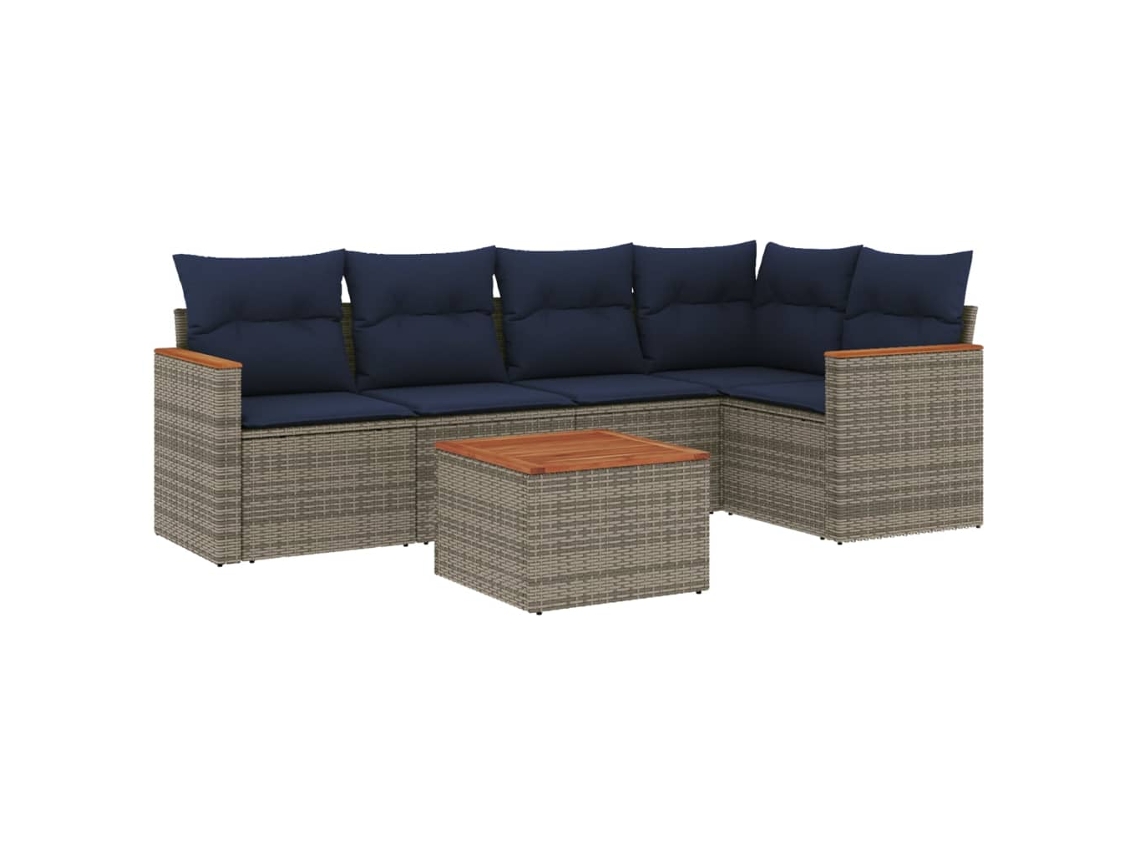 Maison Exclusive - Conjunto De Sofá De Jardín De 6 Piezas Con Cojines, Poliratán Gris