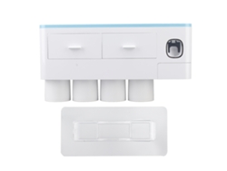 Dispensador De Pasta De Dientes De Pared Con 4 Vasos, Kit Extractor Para Baño, Pp Abs Azul