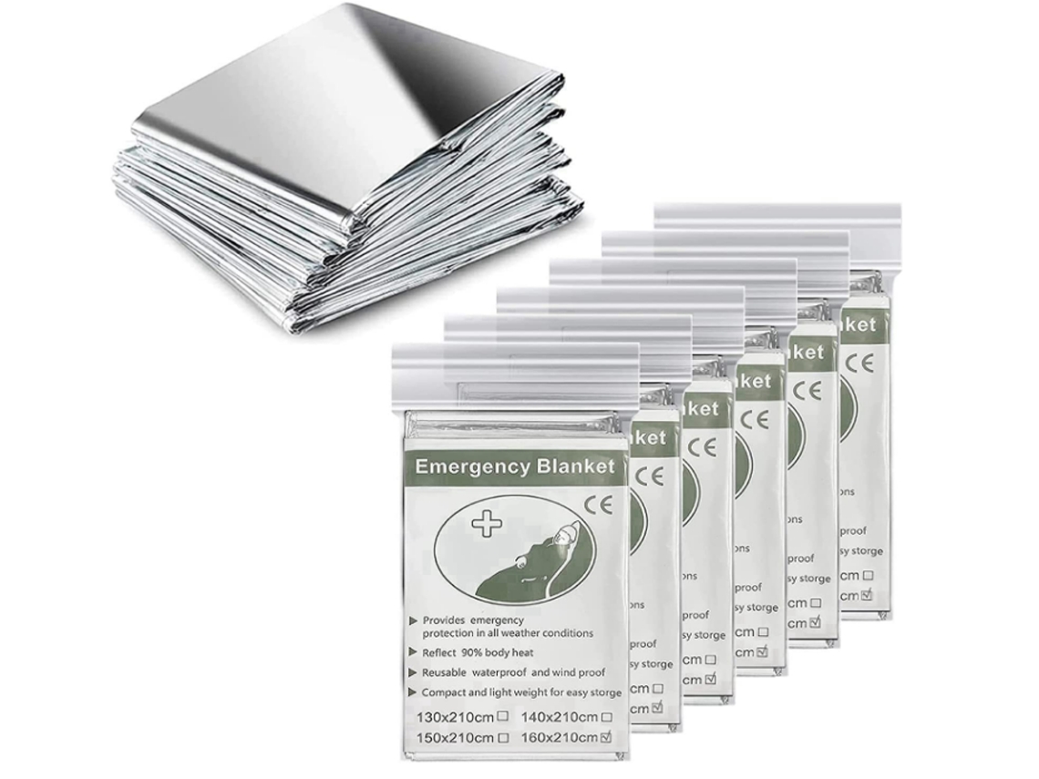 6 Mantas De Emergencia, 2,1 M X 1,6 M, Mantas Térmicas De Aluminio, Mantas De Emergencia Para Supervivencia, Rescate Y Primeros Auxilios (pl