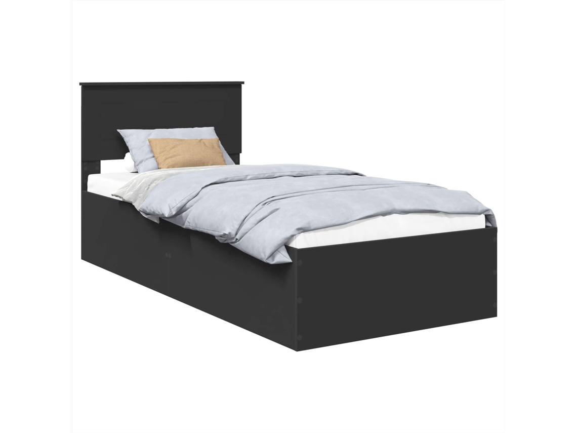 Maison Exclusive - Estructura De Cama Negro 75 X 190 Cm Madera De Ingeniería