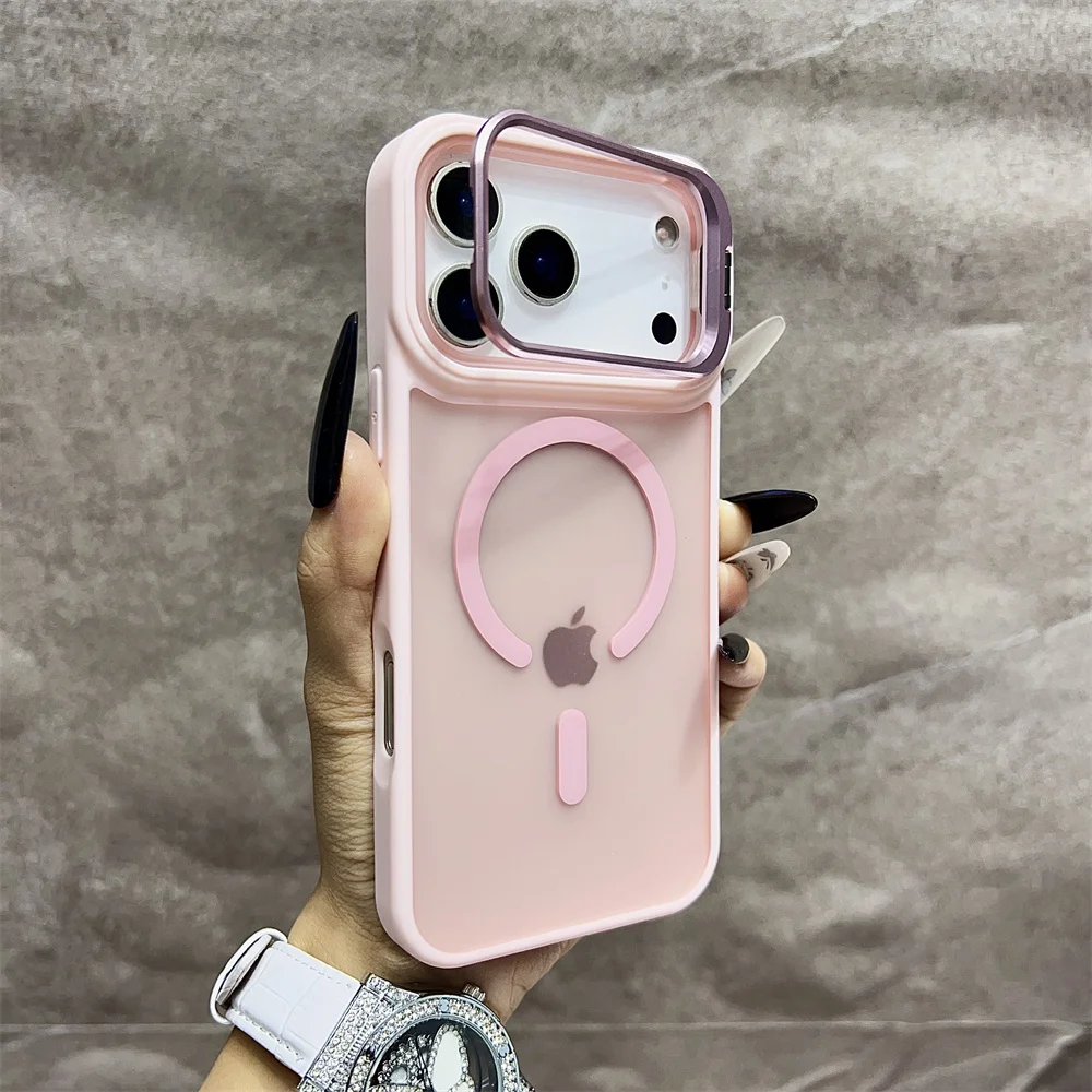 (iphone 14, Rosa) Funda Magnética Semitransparente Mate Para Iphone, Compatible Con Magsafe.