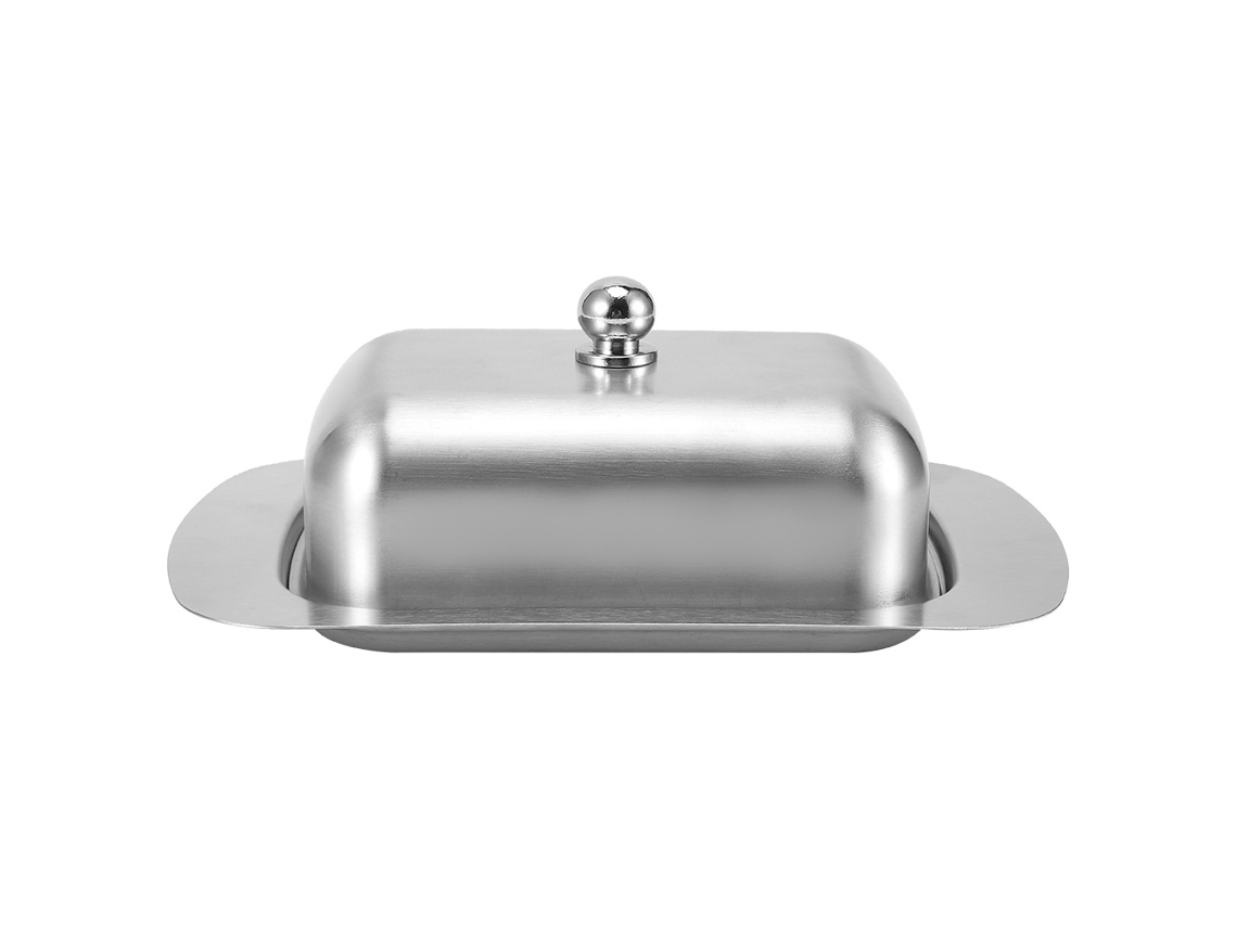 Mantequera De Acero Inoxidable Con Tapa Y Asa, Color Plata, Accesorios De Cocina.