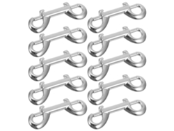 Mosquetones Dobles Plateados, Paquete De 10, Aleación De Zinc, Gancho Para Correa De Perro.