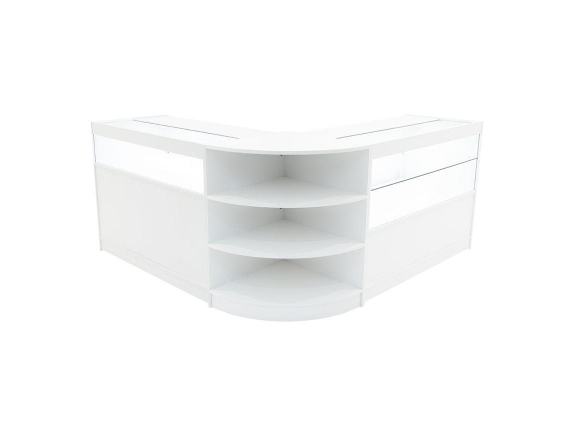 Estantería comercial Harmony | Blanco | B1200c1200lm60 | MDF y vidrio templado | Estantes y puertas Monstershop