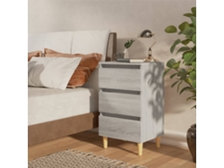 Mesita de Noche con Patas de Madera 40X35X69 Cm Sonoma Gris