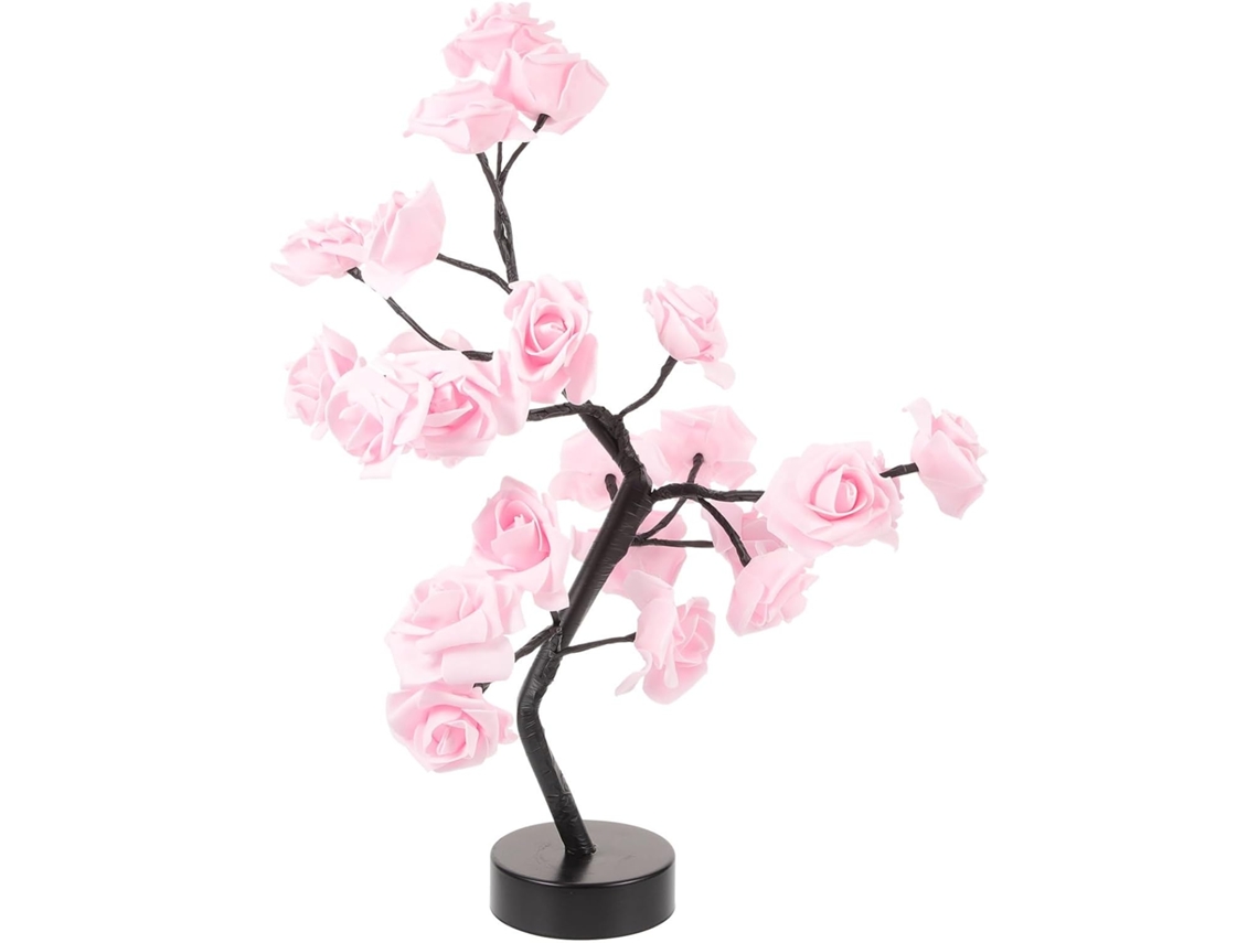 Lámpara de mesa con luces LED en forma de rosal para decoración de interiores. Lámpara de mesa con luces LED en forma de rosal. Gokoco.