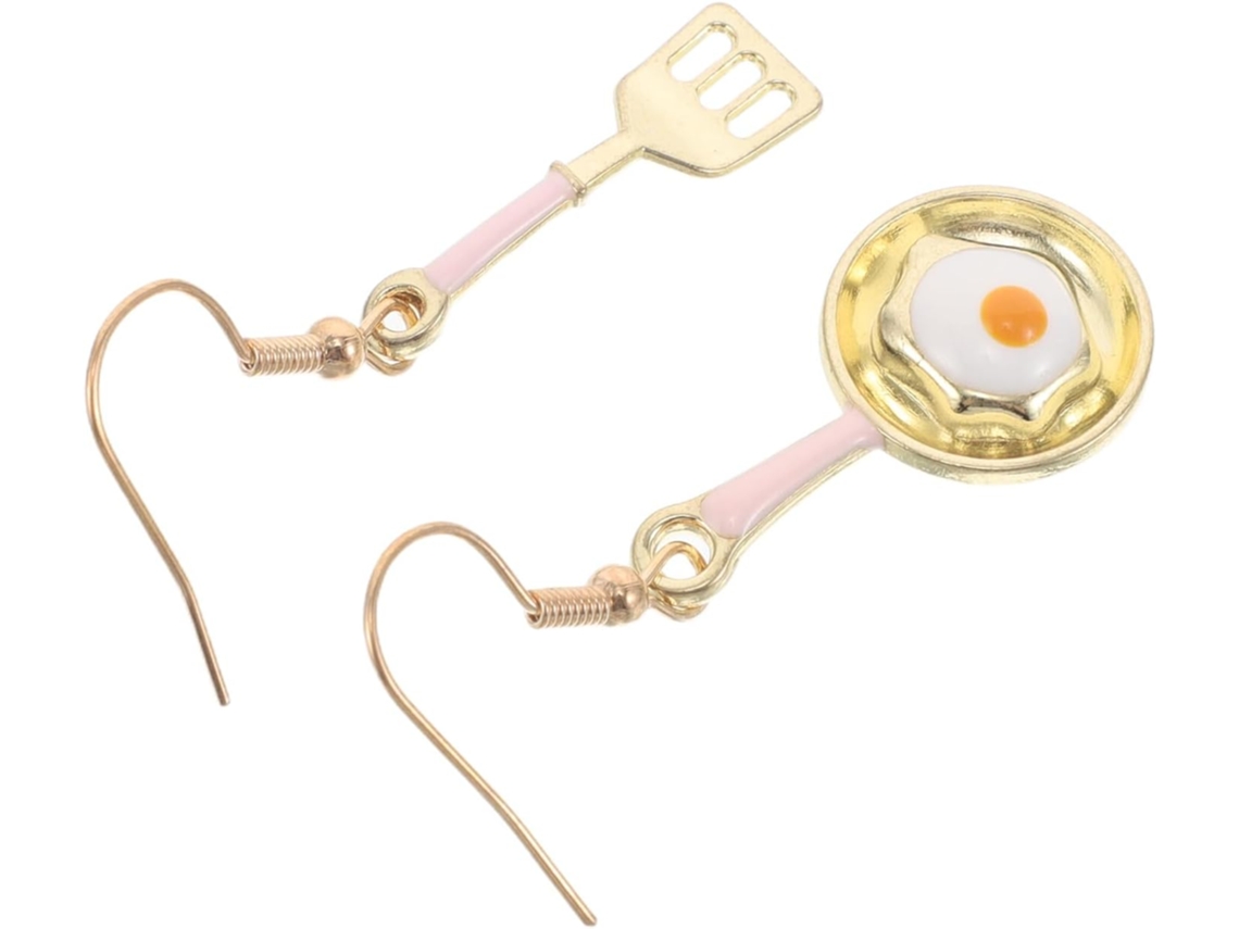 Pendientes Colgantes Asimétricos Para La Cocina, Bisutería Con Una Sartén Y Un Huevo.