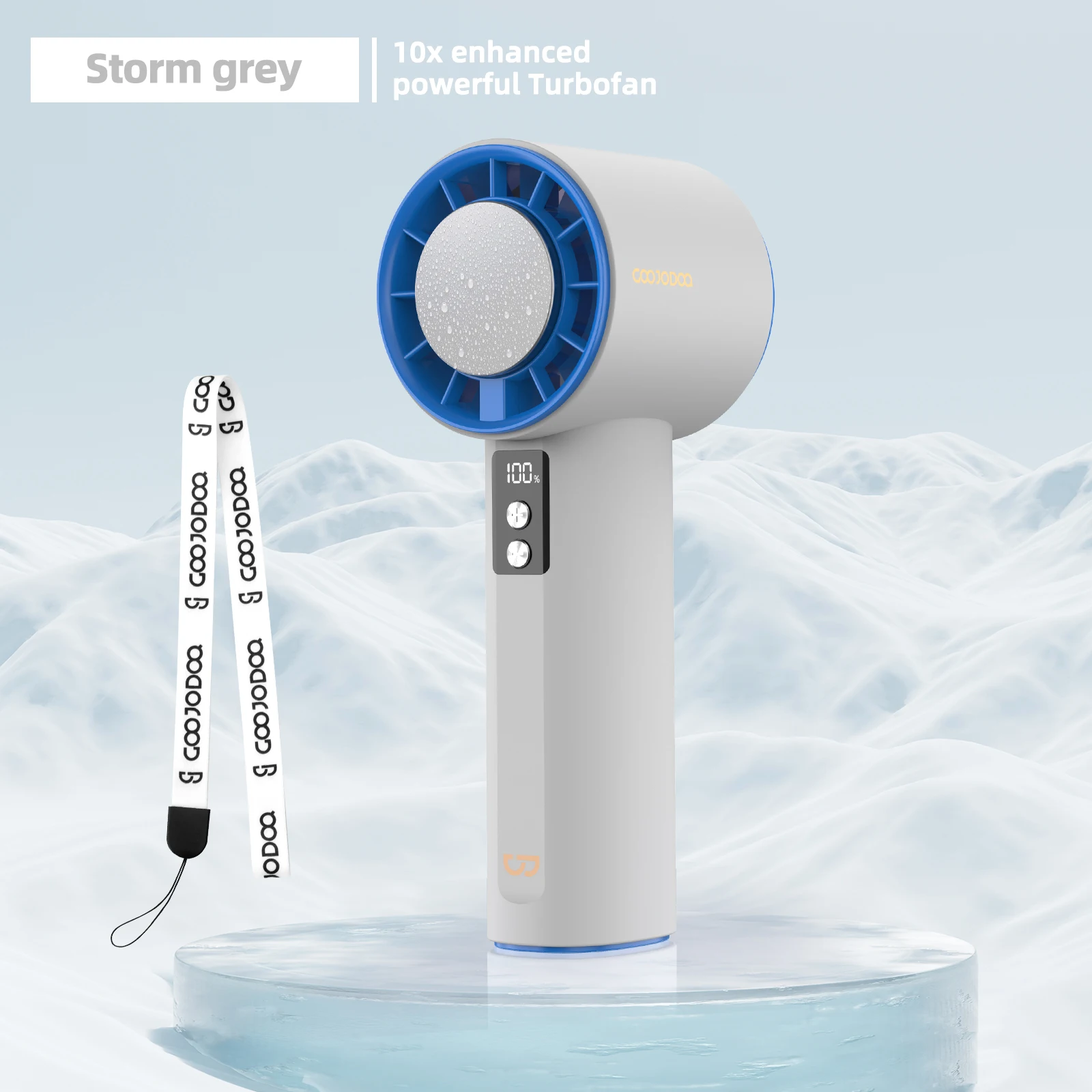 Mini ventilador eléctrico MDUG, pantalla digital, turbina ajustable (gris)