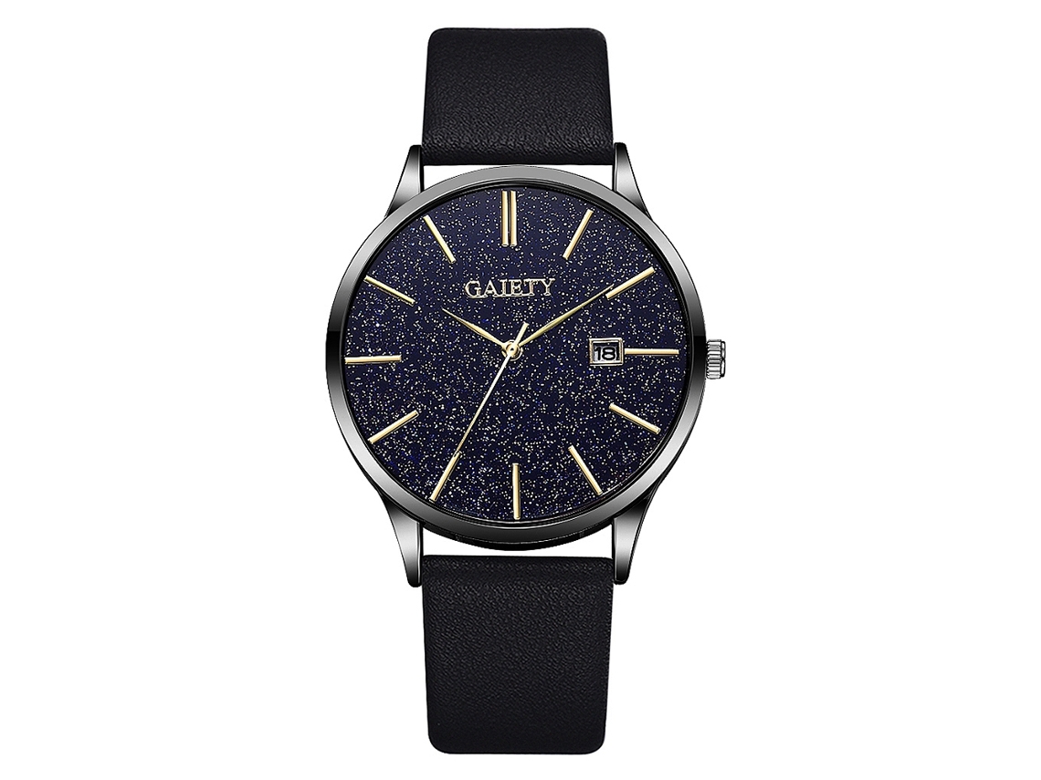 Reloj De Cuarzo Con Correa De Cuero Pu Para Hombres Reloj De Cielo Estrellado Moda Simple