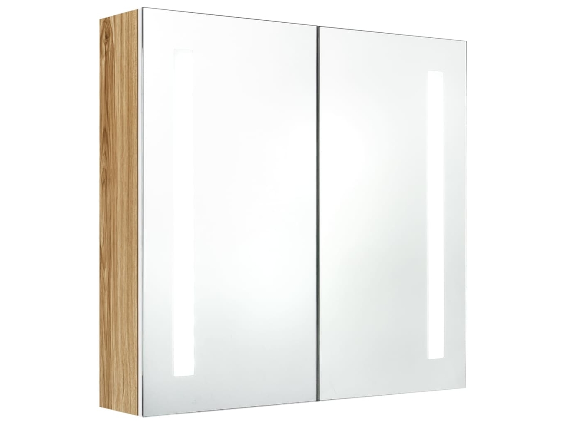 Maison Exclusive - Armario De Baño Con Espejo Y Led Blanco Y Roble 62x14x60 Cm