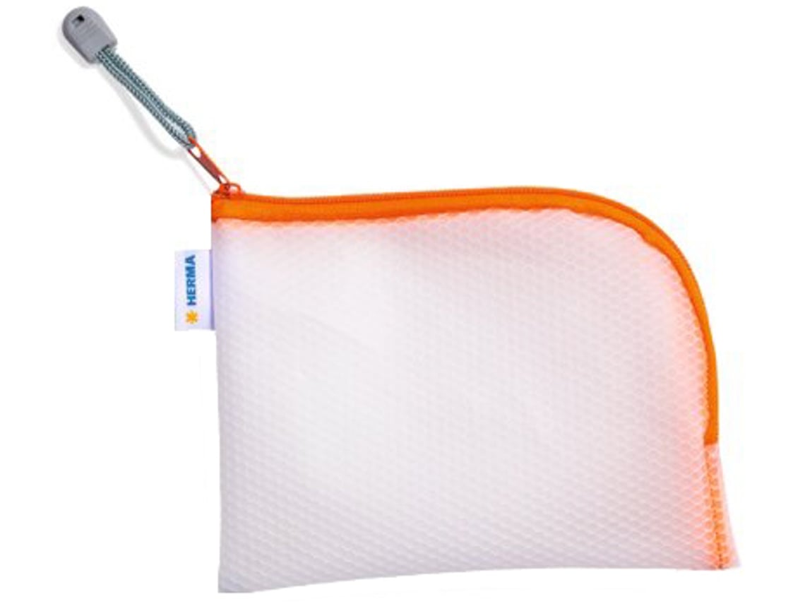 Bolsa con cremallera HERMA de malla Din A6 naranja