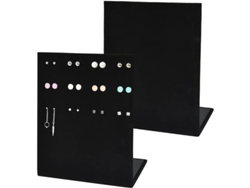 Organizador De Pendientes Negro En Forma De L, 2 Unidades, De Terciopelo, Con 60 Ranuras Para Pendientes.