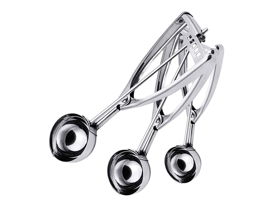 Juego de 3 cucharas para galletas de acero inoxidable, en tamaños grande, mediano y pequeño. Mdug