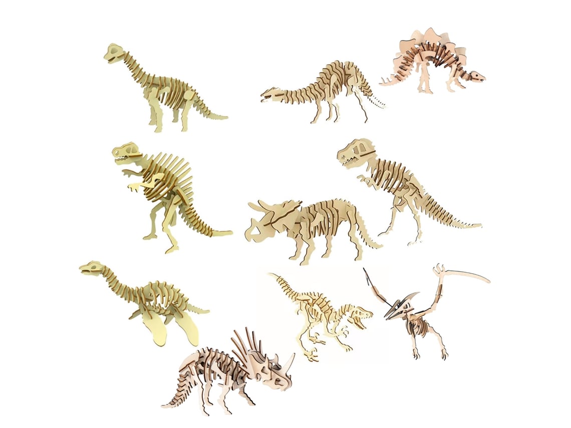 Bj-puzzle Dinossauro 3d De Madeira Realista E Educativo Sem Espinhos Brinquedo De Manufatura Diy Para Meninos E Meninas 10 Peças