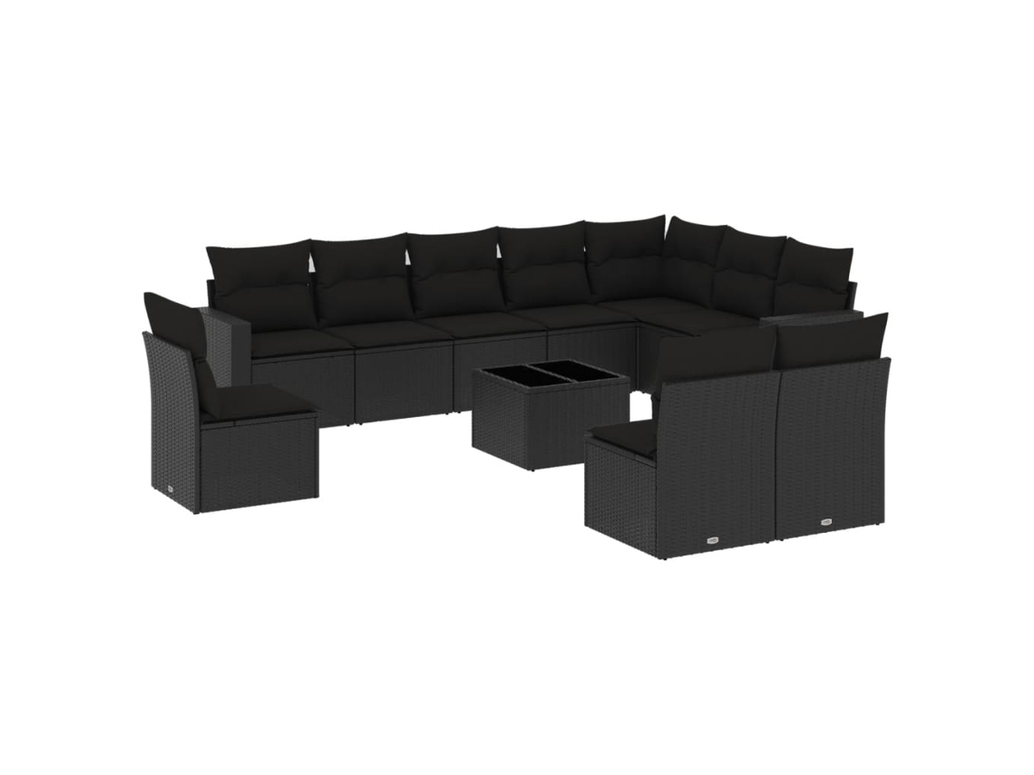 Maison Exclusive - Set De Sofás De Jardín 11 Pzas Y Cojines Ratán Sintético Negro