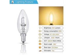 Bombillas Halógenas Tipo Vela De 28 W, Paquete De 5 Unidades, Ses E14, 350 Lúmenes, 230 V, Luz Blanca Cálida 2800 K.