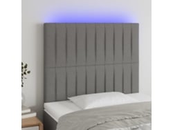 Cabecero Con Luces Led Tela Gris Oscuro 100x5x118/128 Cm
