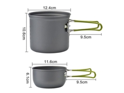 Set De Utensilios De Cocina Para Camping 1-2 Personas, Olla Y Sarten De Aluminio Compacta Con Bolsa Para Senderismo Y Picnics